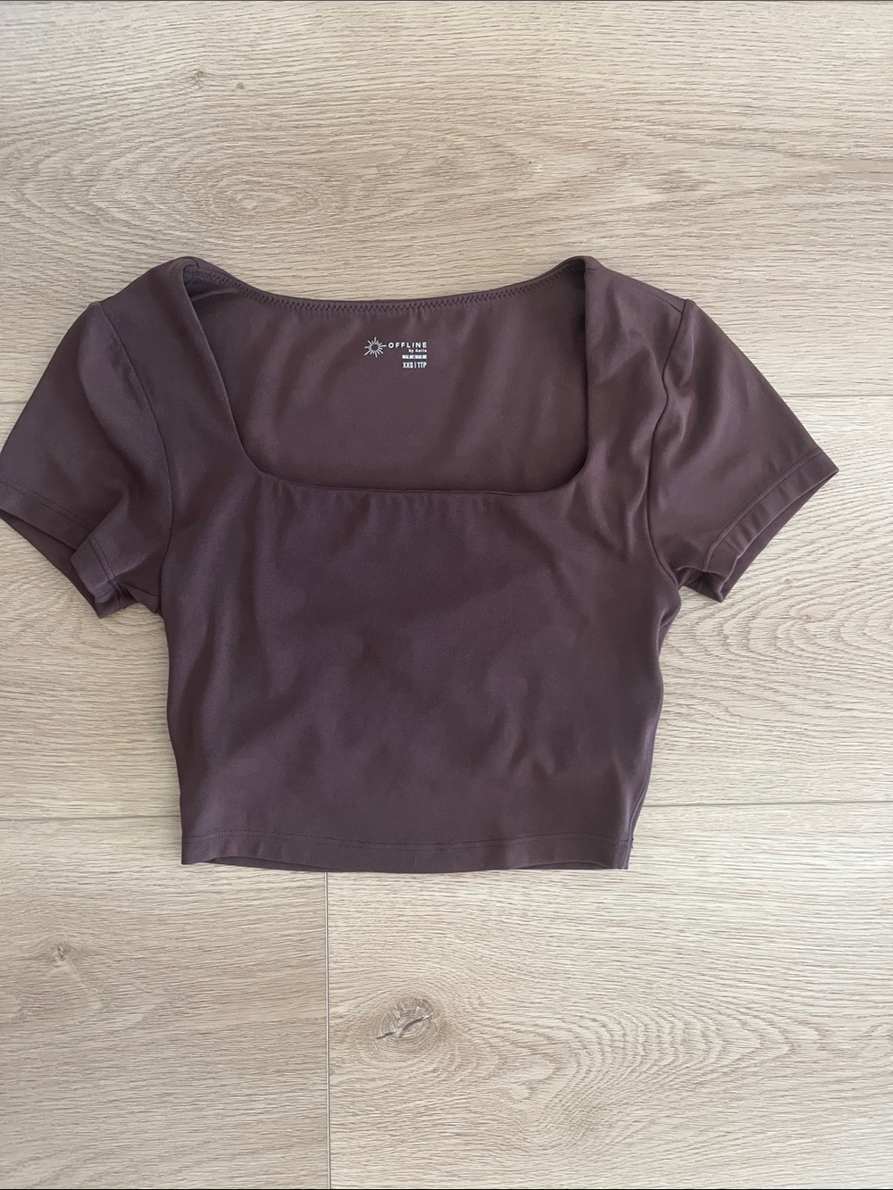 Aerie Square-Neck Chocolate Brown Crop Top
